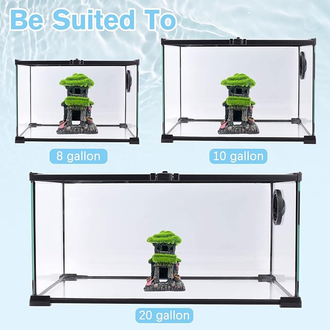 Hamiledyi Fish Hideout House for Aquarium Decorations, Betta Cave with Lifelike Moss, Come with 2 PCS Artificial Plants, Fish Tank Decoration for Shrimp Fish Shelter