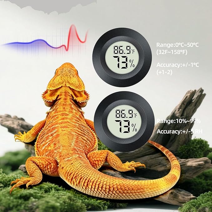 Bearded Dragon Carrier, Reptile Travel Bag with Built-in Thermometer Hygrometer, Breathable Small Animal Carrier with Clear View Window, Portable Lizard Habitat for Ball Python
