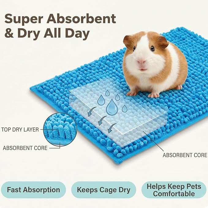Guinea Pig Cage Liner, Washable Fleece Liners for Guinea Pig Cage, Soft Bedding Mats & Blankets for Small Animals (5 Pcs Green, 24x16'')