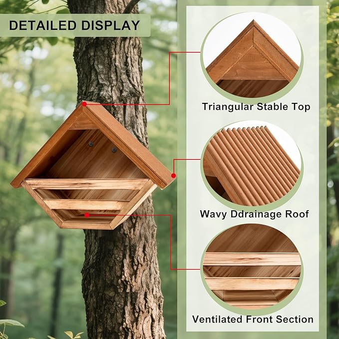 Wooden Dove Nesting Box for Outside, Open Mourning Dove House, Outdoor Weatherproof & Ventilated Pigeon House, Safe & Roosting Shelter for Pigeons, Doves & Medium Birds, Design for Garden, Balcony
