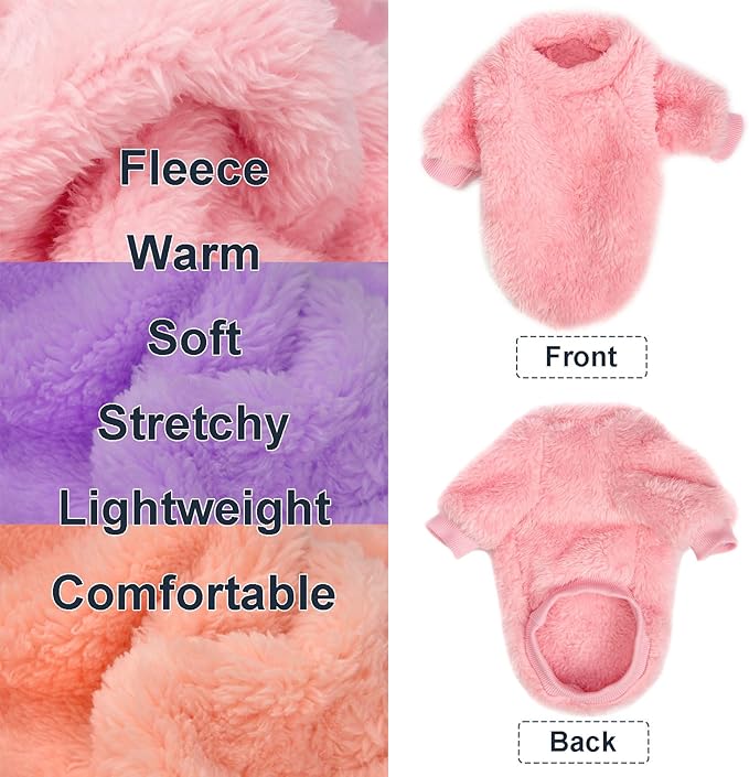 Dog Sweater, 3 Pack Dog Sweaters for Small Dogs, Dog Clothes for Small Dogs Girl Boy, Ultra Soft and Warm Puppy Sweater Dog Coat for Winter Christmas (X-Large, Pink+Purple+Peach)