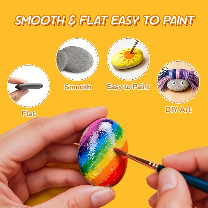 Simetufy 20PCS Small Rocks for Painting, 1-2" Natural Flat Smooth Stones | Pebbles for Crafts Arts,Decoration, Kindness Rocks Garden Decoration