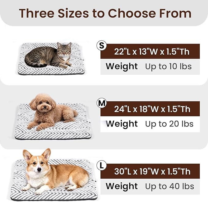 Mora Pets Cat Bed for Indoor Cats & Small Dogs Washable Cat Mat Soft Fluffy Dog Crate Kennel Carrier Pad Flat Cat Bed with Anti-Slip Bottom for Pet Cage Travel Sleeping Chevron Grey 22x13