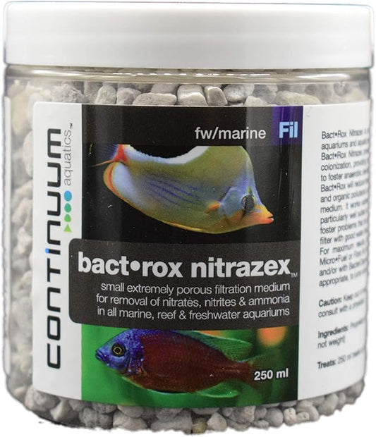 Continuum Aquatics Bact Rox Nitrazex – Small Porous Filtration Media to Remove Nitrates, Nitrite, and Ammonia in Reefs, Marine Saltwater and Freshwater Aquariums, 250-ml
