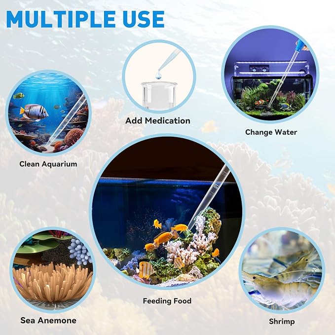 27.7IN Extra Long Turkey Baster for Aquarium, Blue, 50ml | Plastic Turkey Baster Long Syringe, Waste Remover for Aquarium Vacuum, Siphon for Fish Tank, Fish Waste Collector