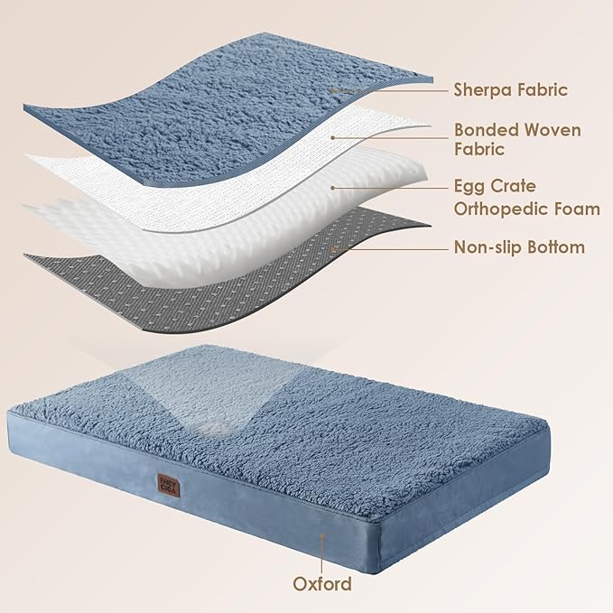 EHEYCIGA Orthopedic XL Dog Beds for Extra Large Dogs with Removable Washable Cover for Crate,Spa Blue,41x27