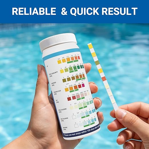 9 in 1 Pool Test Strips, 120 Total Strips, 100 8-Way Water Test Strips + 20 Copper Test Strips, Test pH, Salt, Hardness, Bromine, Alkalinity, Chlorine, Chlorine, Cyanuric Acid and Copper