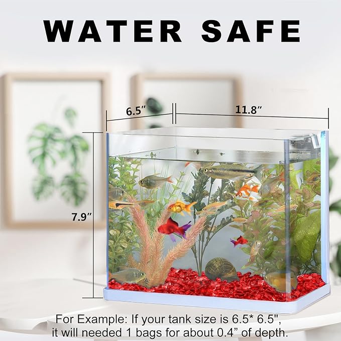 Keedolla 2 lbs/900g Clear Glass Pebbles Marble Aquarium Fish Tank Rocks Gravel for Turtle Tank, Vase Fillers, Christmas Decoration - Red