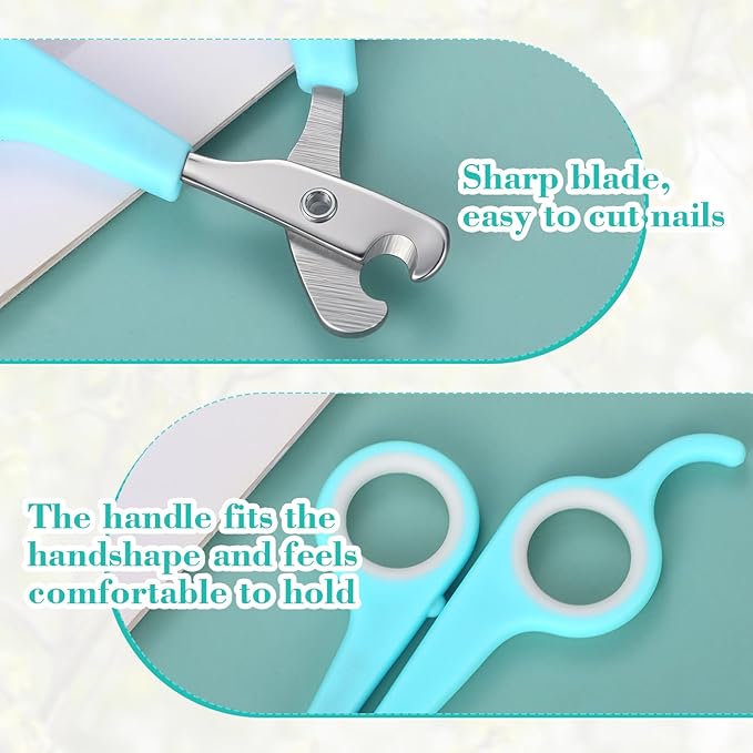 Lasnten 2 Pcs Bird Nail Grinder with Clipper Bird Nail Trimmer File Pet Grooming Tool for Parrot Budgerigars Parakeets Myna Conure Finches Lovebirds (Cyan Blue)