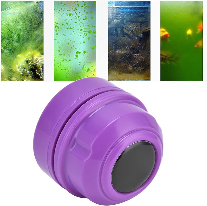 Tyenaza Aquarium Magnetic Cleaner, Fish Tank Brush Aquarium Algae Scraper Glass Cleaning Brush Scrubber(Purple)