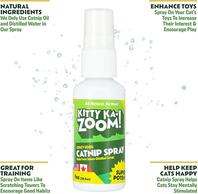 Catnip Spray - 4oz. Bottle | High Potency Catnip Spray Made from Steam-Distilled Natural Plants | Hand Harvest Grown in Canada and The USA