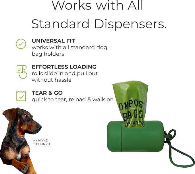 100% Certified Home Compostable Dog Poop Bags, Extra Thick, Plant-Based, Plastic-Free, Unscented, 240 Bags (16 Rolls), Leakproof & Easy Open