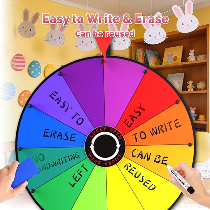 GSOW 20-Inch Spinning Prize Wheel, Adjustable 47"-61" Height Spin Game Storable Wheel with Stand, 12 Colors Wheel of Fortune for Carnival, Party, Classroom, Trade Show, Carnival Events