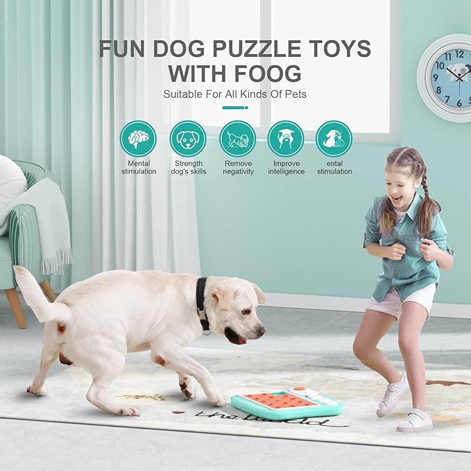 FOXMM Dog Puzzle Toys,Interactive Treat Puzzle Dog Toy for IQ Training & Mental Stimulating,Treat Puzzle Dispensing with Squeaky Design for Large Medium Small Smart Dogs