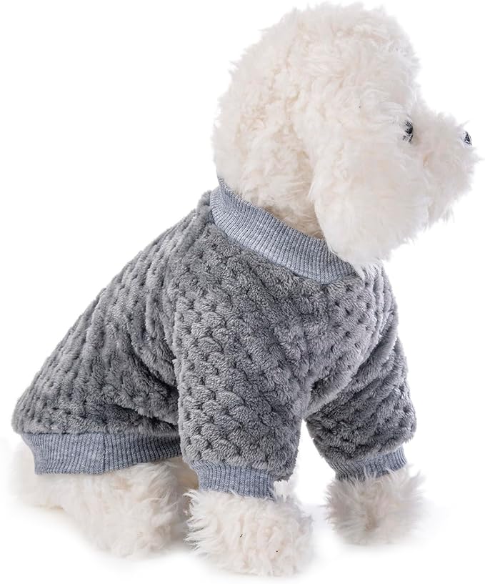 Dog Sweater, 3 Pack Dog Sweaters for Small Medium Dogs or Cat, Warm Soft Flannel Pet Clothes for Dogs Girl or Boy, Dog Shirt Coat Jacket (Small, Grey+Navy+Sky Blue)