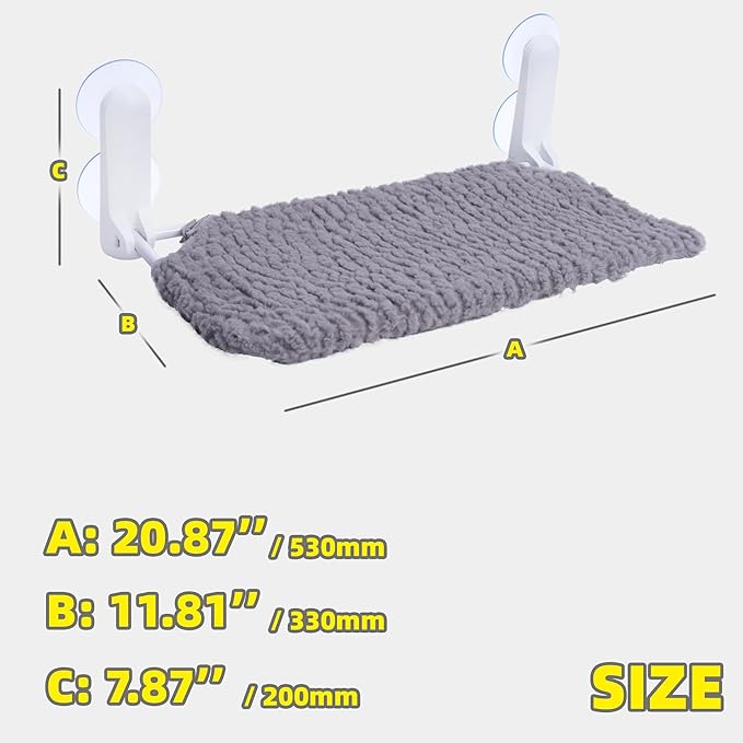 AIWIKIDE Cat Window Perch, Easy Install Bracket, Portable Wall Hammock for Indoor Cat, Grey