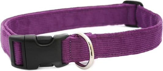 Hemp Corduroy Dog Collar Available in 9 Colors (Rust, Marigold, Bronze, Avocado, Blue, Plum, Pink, Red, Black) Sold in 6 Sizes (3/4" Small, Plum)