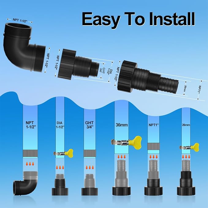 Sump Pump 1HP Submersible Water Pump 3700GPH Electric Utility Pumps | Draining from Pool Pond Tubs with 16.4ft Power Cord