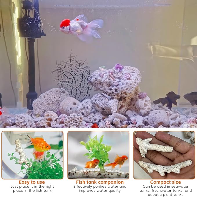 kathson 2.2lb Crushed Coral for Aquarium Crushed Coral for Freshwater Aquarium Corals for Fish Tank to Raise ph Filter Media for Fish Tank with Mesh Bag for Fish Tank Filter Media Decorations