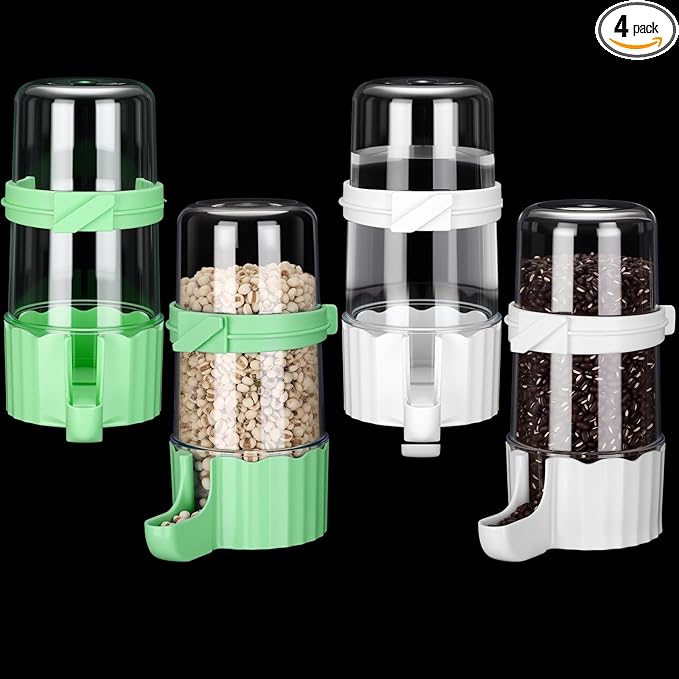 Weewooday 4 Pieces Automatic Bird Feeder Cage Water Dispenser Bird Water Feeder Hamster Cage Waterer Accessory Drinker Bottle for Hamster Parrot (Cute Style,Green, White,245 ml)