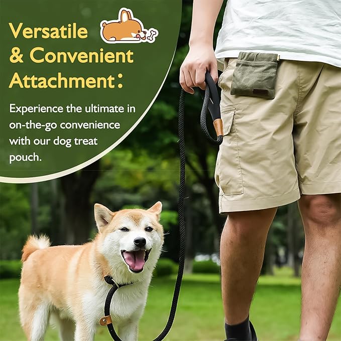 ETIAL Dog Treat Pouch,Portable Puppy Dog Training Treat Bag,Hand Free Dog Walking Bag,Auto Closing Pet Feed Snack Reward Pocket,Dog Food Dispenser for Pet Puppy Travel or Outdoor Use
