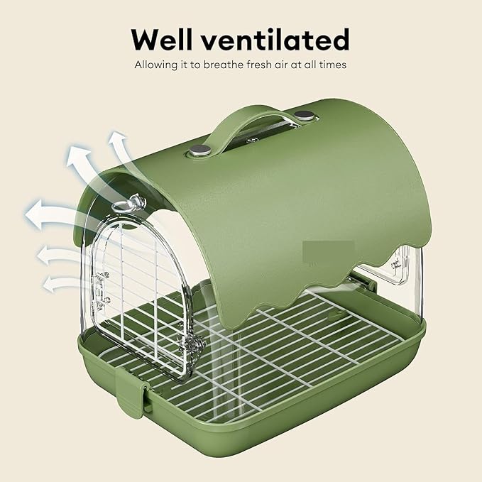 Bird Cage Parrot Cage Bird Carrier Backpack with Perch, Transparent Travel Bird Cage Bag with Shade Cover Visible Window for Parrots Budgie Flight Birdcage(Green)