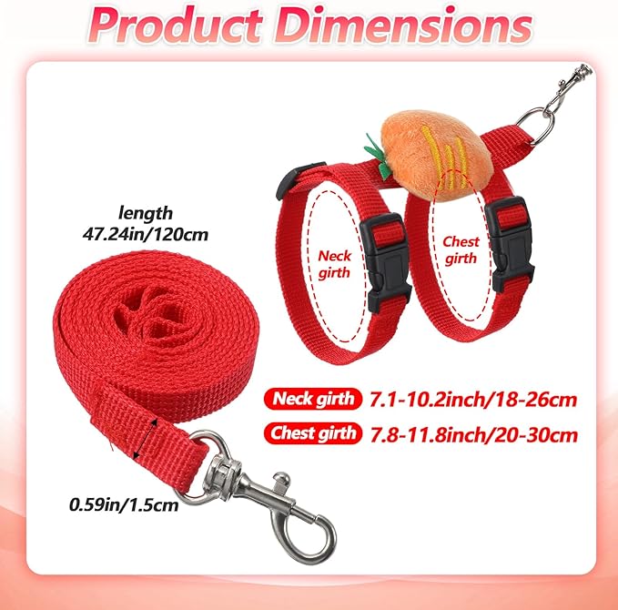 Adjustable Bunny Rabbit Harness and Leash Set, Cute Vest Harness for Small Pets, Guinea Pig, Ferret, Kitten, Puppy, Bunny Accessories for Rabbits