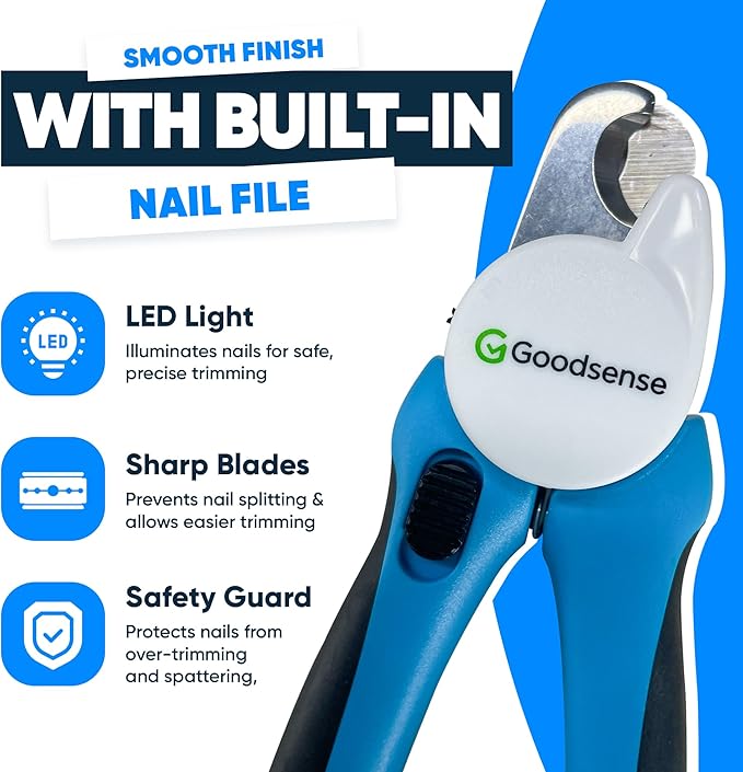 LED Pet Nail Clippers with Light for Safe Pet Grooming – Eco-Friendly Plastic, Sharp Blades for Dogs, Cats & Small Pets, Easy-to-Use Trimmer for Paws
