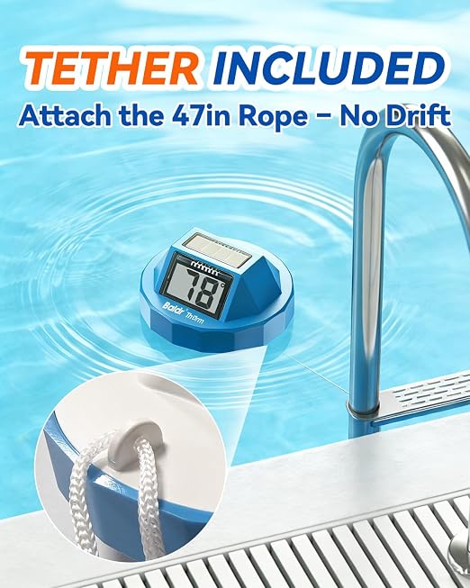 BALDR Solar Pool Thermometer Floating, Dual LCD, IPX8, Anti-Fogging | Digital Water Thermometer Wireless for Pool/Hot Tubs/Spas/Ice Baths/Aquariums