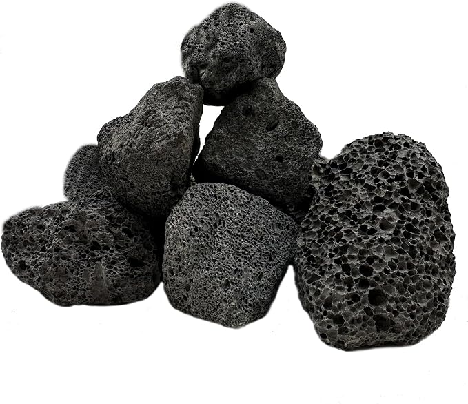 Tfwadmx 10 Pcs Aquarium Black Lava Rock Fish Tank Volcanic Pumice Stones for Betta Fish Shrimp (1.96''-3.14'')