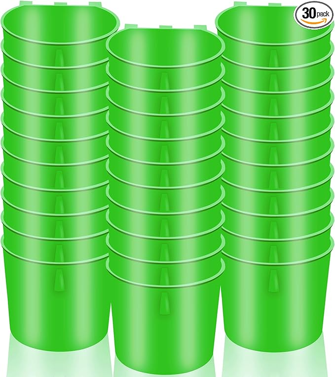 30 Pcs Chicken Coop Feeder Water Cup,8 oz Cage Cups Chicken Feeder Waterer, Cage Cups Birds Hanging Feeders, Chicken Feeder Water Bowl for Parakeet Poultry Pigeon Bunny Wire Cage(Green)