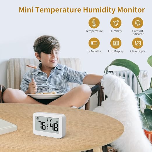 2-Pack Mini Hygrometer Indoor Thermometer, Humidity Gauge with Switch (℃/℉), Humidity Meter Digital Temperature Monitor for Greenhouse Babyroom Cellar Reptile Incubator Closet