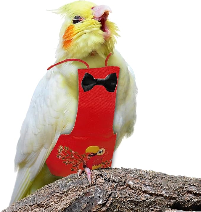 Bird Diaper Washable Parrot Diapers Reusable Bird Flight Suit Nappies Protective Breathable Parrot Nappy Clothes for Parakeet Macaw Budgie Canary Budgie Cockatiel(Red, Small)