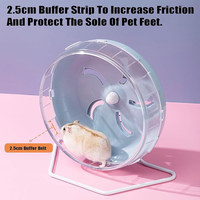 Hamster Wheel, 8.5 inch Silent Hamster Exercise Running Wheel with Stand,Pet Small Animals Exercise Running Toys,Adjustable Quiet Spinner for Guinea Pigs, Sugar Gliders, Gerbils (Blue, 8.5in)