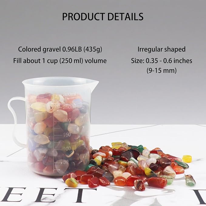 0.96LB Aquarium Gravel Natural Pebbles Crushed Stones Polished Bulk Irregular Shaped Succulent Rocks Vase Filler Fish Tank Decorative - Colorful