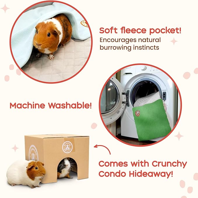 GuineaDad Liner | Guinea Pig Fleece Cage Liners | Guinea Pig Bedding | Burrowing Pocket Sleeve | Extra Absorbent | Waterproof Bottom (Midwest, Sea Green)