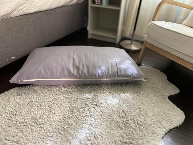 Natural Cotton Canvas Dog Bed – Raw Cotton Filled Pet Cushion Insert, Breathable Eco-Friendly Dog Mattress, Durable Washable Cover with Zipper (Blue Gray, Medium 42"x29"x4")