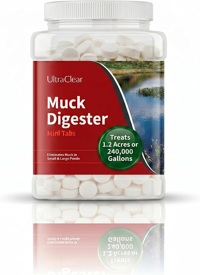 Concentrated Beneficial Bacteria Muck Digesters Tabs for Pond Muck, Sludge & Odor Reduction - 725 Tablets (4.8lbs) Treats up to 1.2 Acres (240,000 gallons) – Safe for Fish, Plants & Wildlife