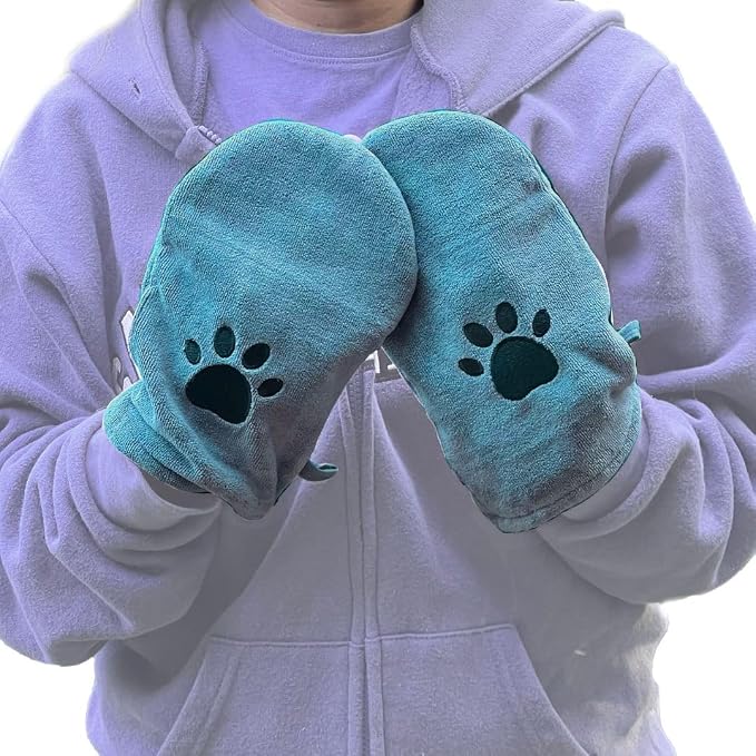 Penny & Niko Microfiber Pet Towel Mitts - Paw Cleaning and Drying Mitts/Gloves for Dogs and Cats (Sky Blue, Standard - 2 Pack)