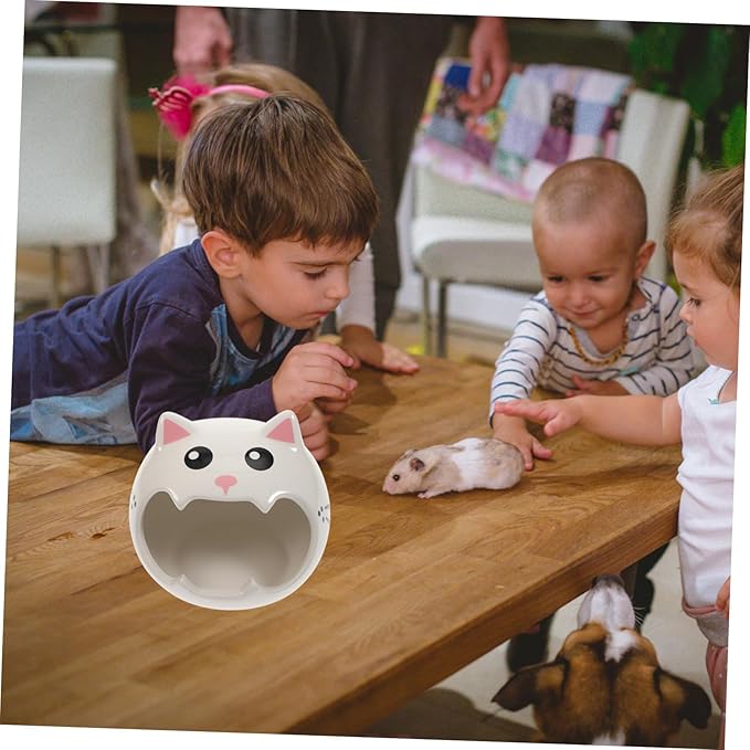 Totority Ceramic Small Pet Hideout for Guinea Pigs and Hamsters Cooling Nest for Summer Natural Wear-Resistant Ceramic Hut Safe Resting and Playing Shelter for Small Animals