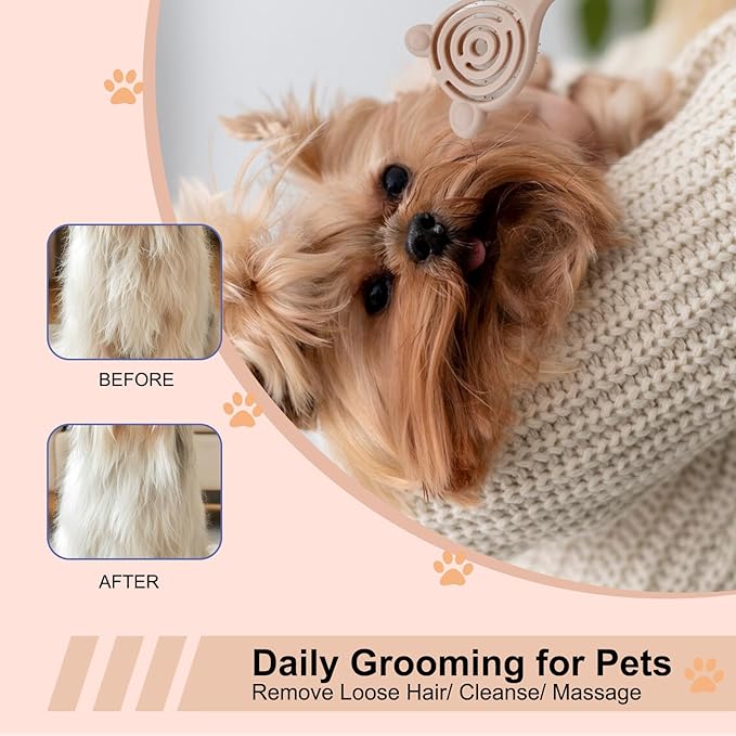 Cat-Ear Design Puppy Brush, Gentle Soft-Bristle Small Dogs Plastic Detangling Grooming Tool, Fit for Yorkie Shih Tzu Maltese Maltipoo (Green)