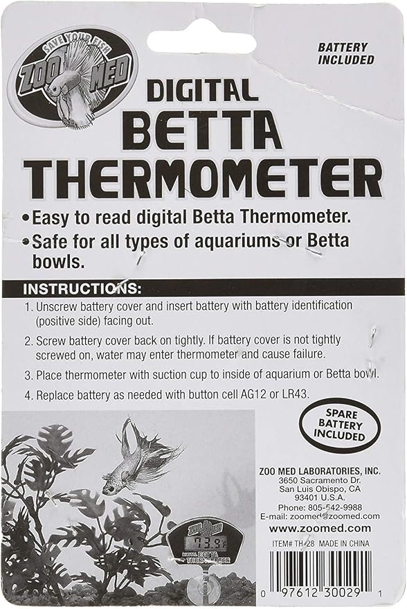 Zoo Med Laboratories AZMTH28 Digital Betta Thermometer