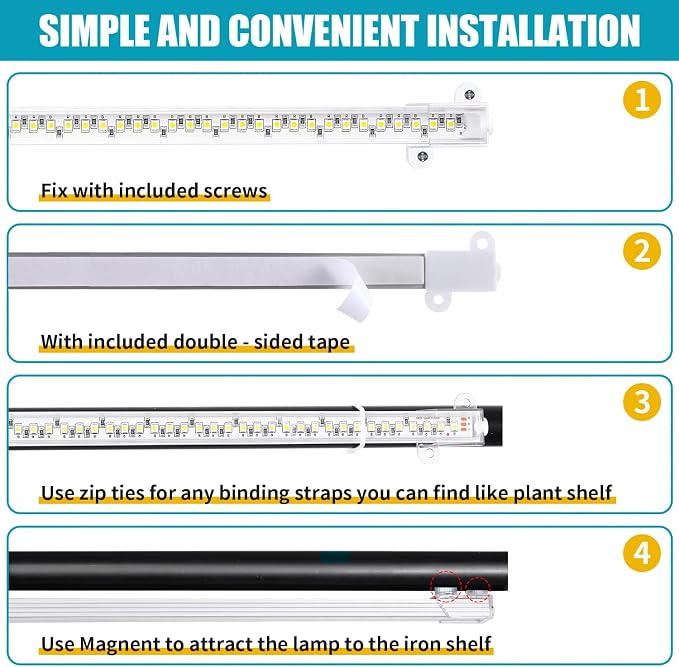 Hywyimlait 3 Head LED Grow Light Strips for Indoor Plants Full Spectrum 3500K, 144 LEDs Plant Light Bar with 3/9/12H Timer, 10 Dimmable Levels for Seedling Succulent, 13 Inches
