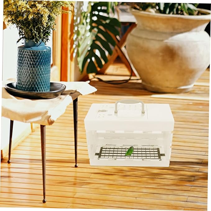 HANABASS Small Bird Carrier Cage with Handle 11.41 X 7.48 X 5.51 Inch Lightweight Portable Parrot Travel Cage Ventilated for Outdoor and Home Use