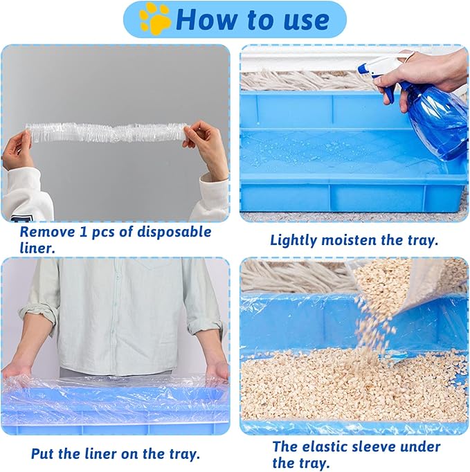 Fhiny 13.8'' x 9.9'' Disposable Guinea Pig Cage Liner, 100 PCS Plastic Rabbit Tray Liner Leak Proof Small Animal Litter Pan Bags Universal Hamster Cage Toilet Film for Bunny Chinchilla Hedgehog Bird