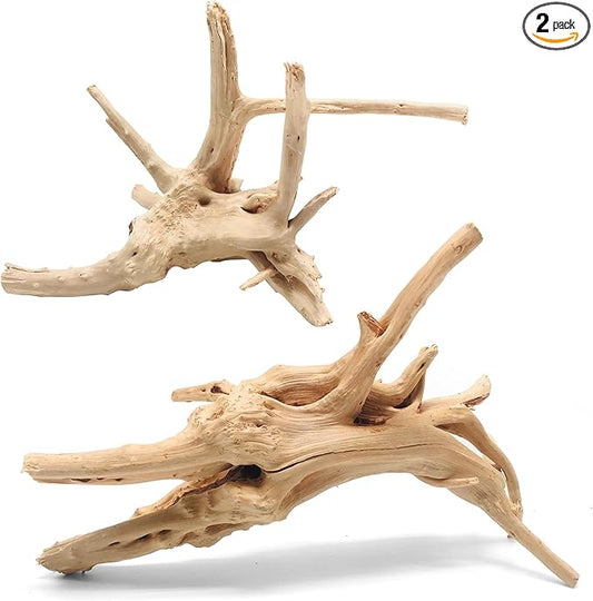 WDEFUN Natural Spiderwood for Aquarium Decor 2-Piece 11''-14'' Long Natural Driftwood Branches for Fish Tank Decorations