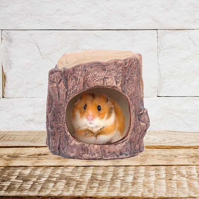 Yardwe Ceramic Hamster Nest Small Animal Hideout with Cooling Design Portable Pet Bed for Hamsters Gerbils Hedgehogs 4.5 Inch Square