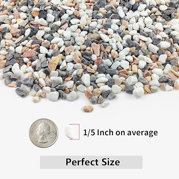 YISZM 5LBS Succulent and Cactus Gravel Pebbles, 1/5 Inch Natural Decorative Polished Stones, River Rocks for Vases, Aquariums, Terrarium and Outdoor Gardening, Mixed Color