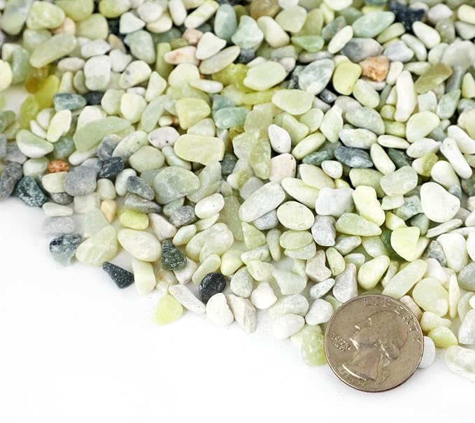 11LB Jade Color 1/8-3/8inch Aquarium Gravel Fish Tank Gravel Pea Gravel for Plants Small Rocks for Indoor Plants Decorative Rocks Colorful Rocks for Vases Rocks for Crafts