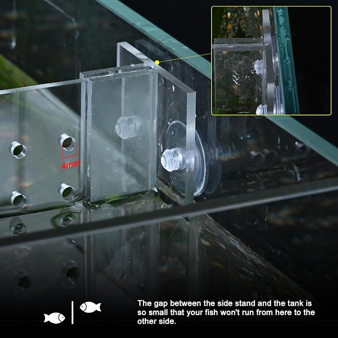 Acrylic Fish Tank Divider,2 Gallon Tank Divider,Adjustment Clear Fish Tank Separator Set with Suction Cups (2gal)